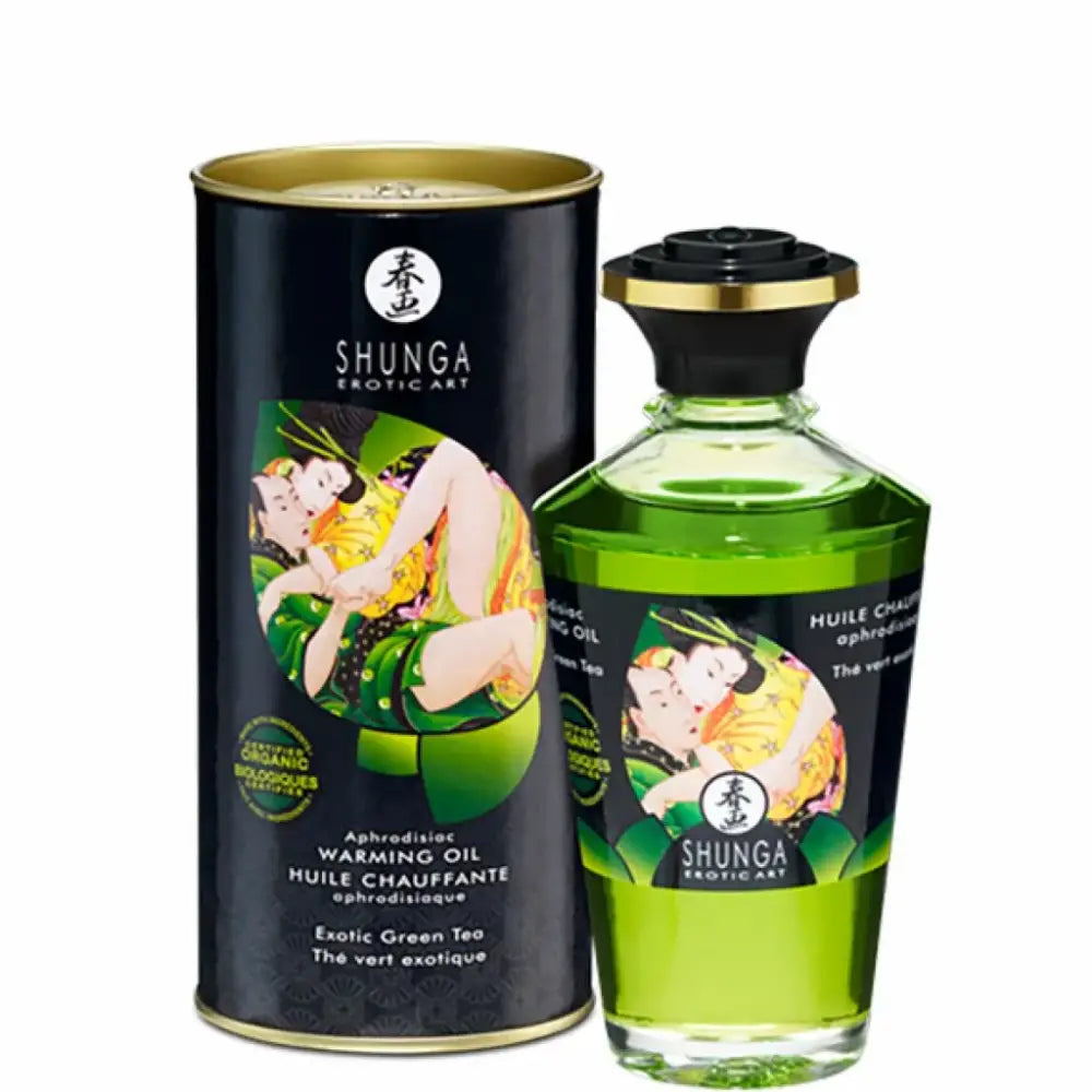 Warming massage oil - Shunga Aphrodisiac Warming Oil Green Tea 100 ml