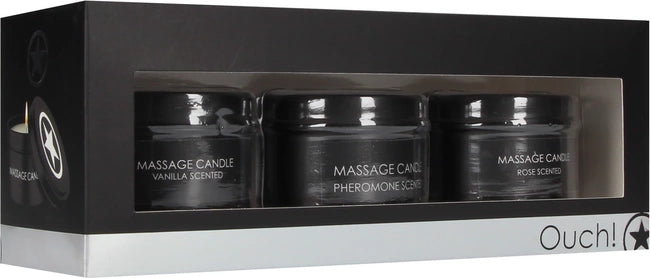 Massage candle set - pheromones, vanilla-rose scent Ouch! by shots
