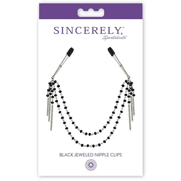 Nipple clips - Sportsheets Sincerely Black Jeweled Nipple Clips