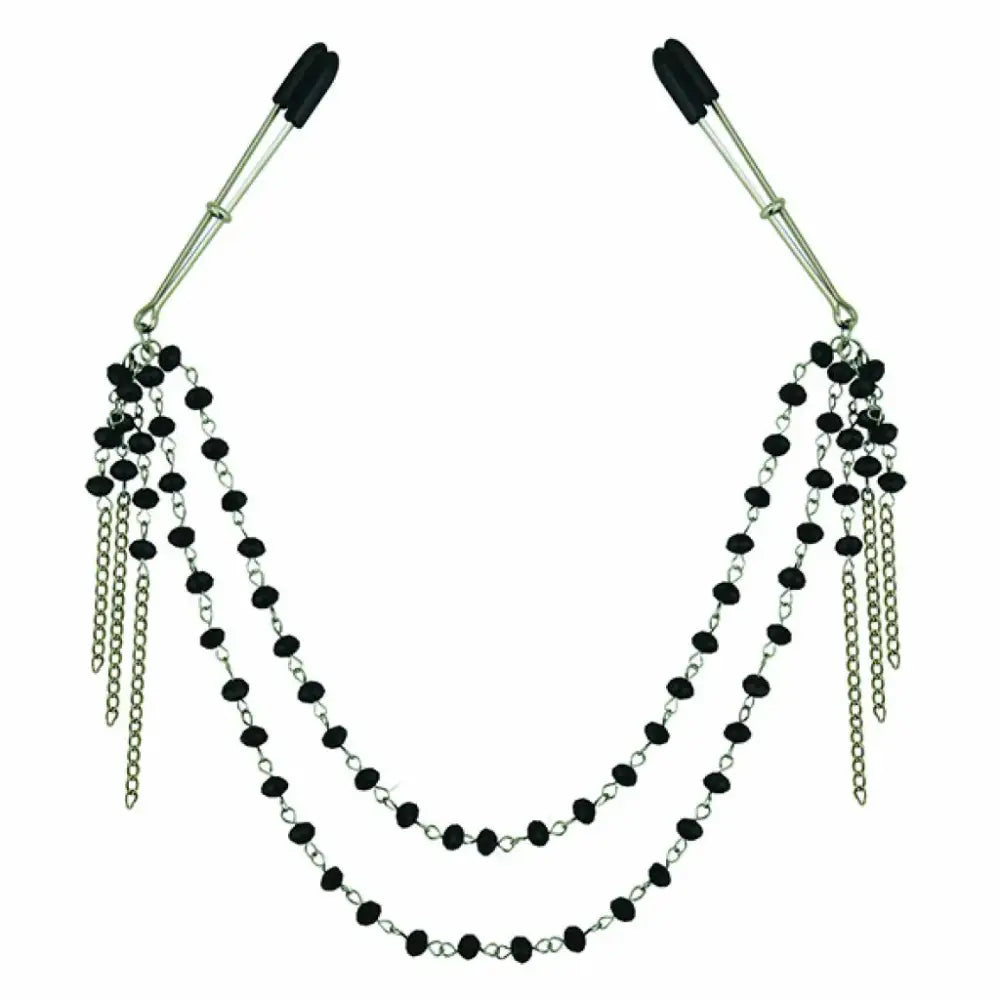 Nipple clips - Sportsheets Sincerely Black Jeweled Nipple Clips