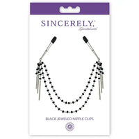 Zaciski na sutki - Sportsheets Sincerely Black Jeweled Nipple Clips